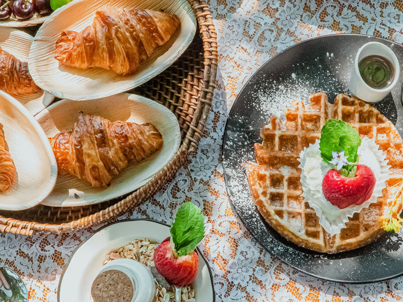 Breakfast waffles and croissants | breakfast-new-image